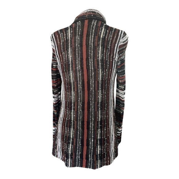 ZOZO Striped Multicolor Open Front Cardigan Sweater with Pockets - Picture 2 of 4